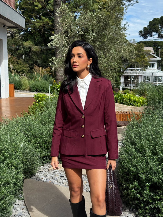Conjunto Bordeaux Alfaiataria